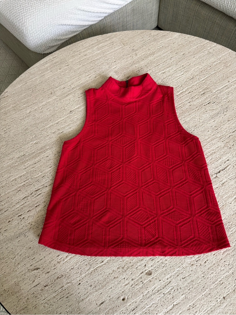 Philosophy Bright Red Sleeveless Mock Neck Textured Knit Tank